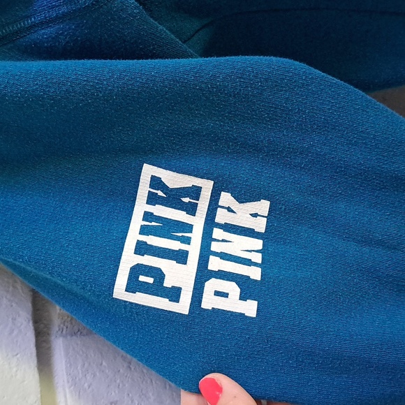 PINK Blue Quarter Zip Arm Logo's Sweatshirt. Size XS - Picture 5 of 9